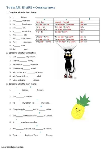 To be: am, is, are - contractions