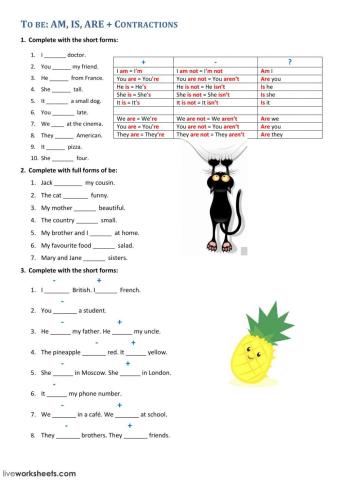 To be: am, is, are - contractions