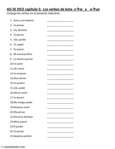 Stem-changing verbos e--ie and o--ue