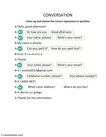 Personal information dialogue