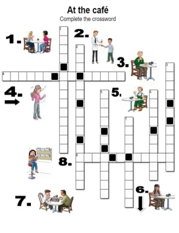 At the café. Crossword