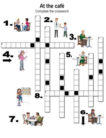 At the café. Crossword
