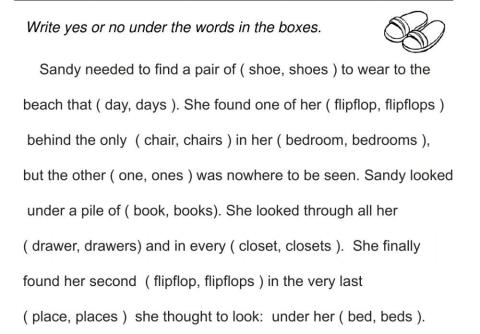 Plural and singular nouns reading