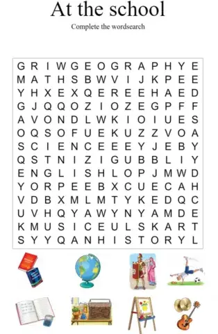 At the school. Wordsearch