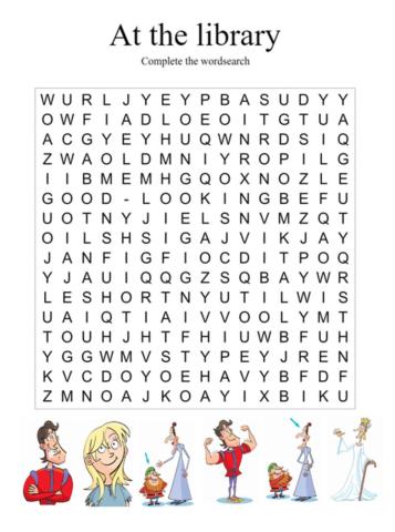 At the library. wordsearch