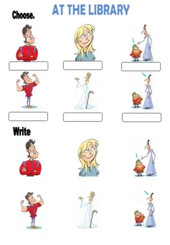 At the library. Multiple choise. write