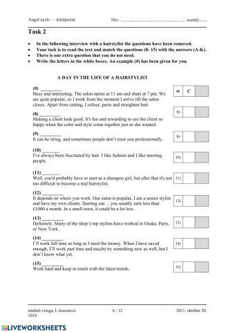 Matura exam, Oct 2011