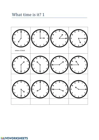 What time is it? 1 (15 mins)