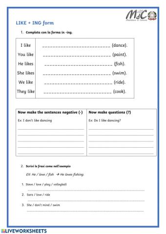 Like + ing form