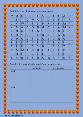 Food wordsearch