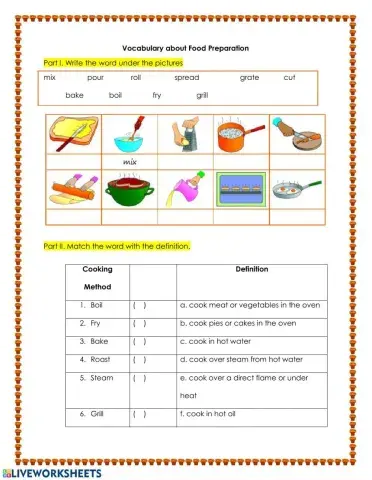 Food Preparation Vocabulary