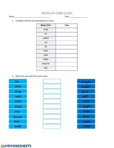 Irregular verbs quiz -1