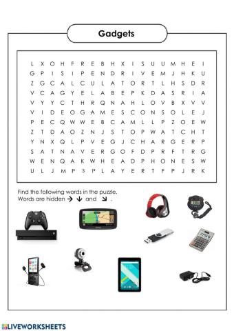 Gadgets wordsearch