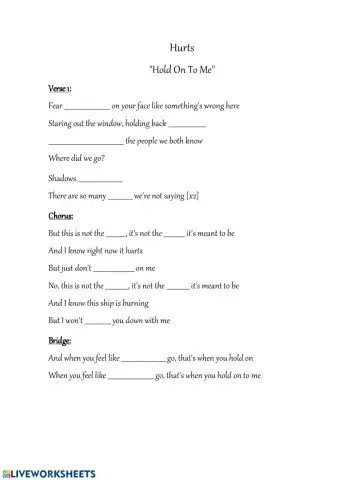 Hurts - Hold On To Me