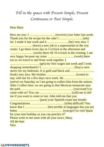 PRESENT SIMPLE, PRESENT CONTINUOUS or PAST SIMPLE