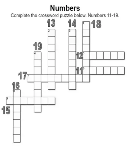 Numbers. Crosswords. 11-19
