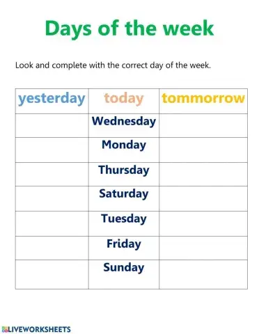 Days of the week