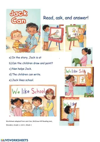 Jack Can Comprehension Questions