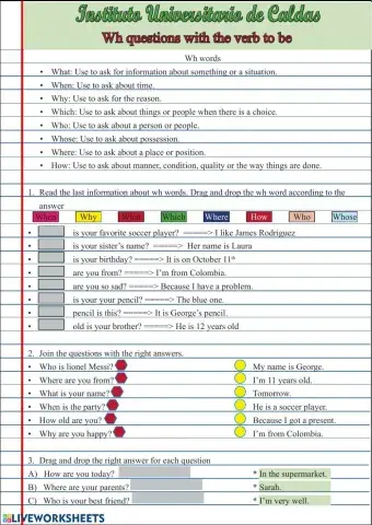 Wh questions with the verb to be