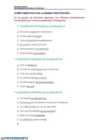 Complementos con la misma preposición