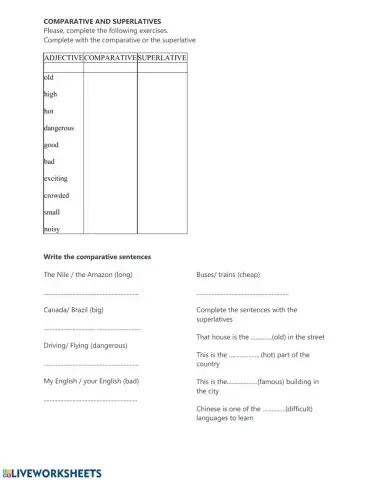 M2 - comparatives and superlatives