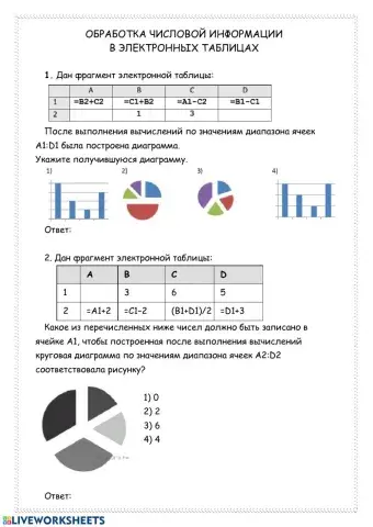 Обработка числовой информации в электронных таблицах