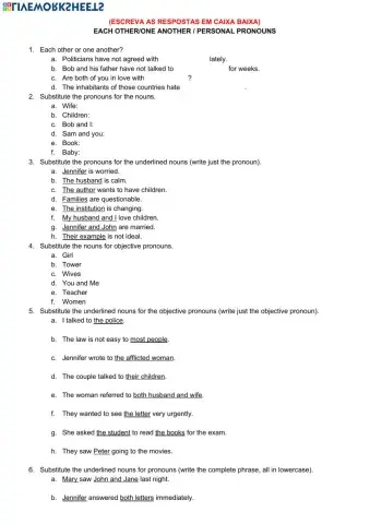 Personal and Object Pronouns - Possessive Adjectives and Pronouns