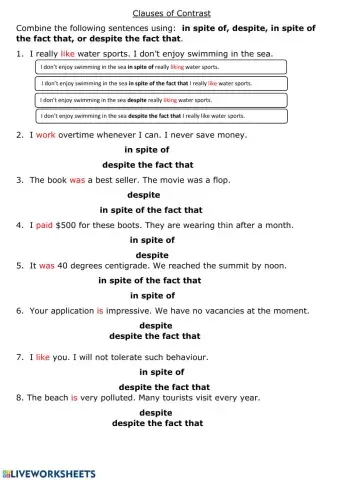 Despite, In spite of