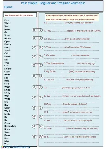SIMPLE PAST ACTIVITY
