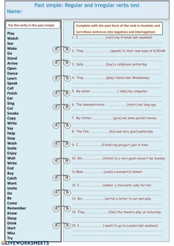 SIMPLE PAST ACTIVITY