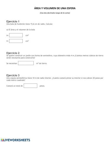 Área y volumen de una esfera