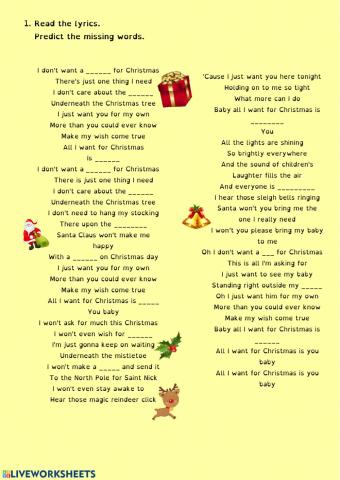 Christmas song worksheet