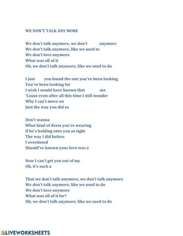 Song: We don't talk any more