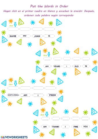 Put the words in order