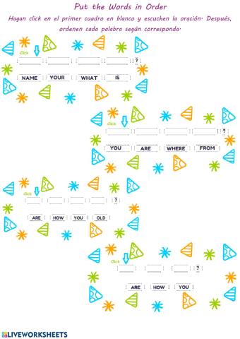 Put the words in order