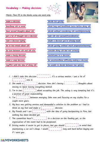Vocabulary - Making Decisions