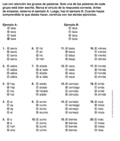 Homófonas multiple choice
