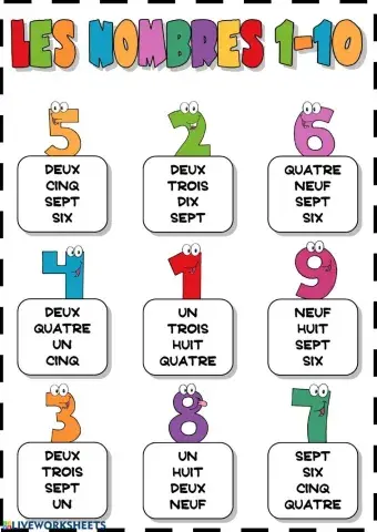 Les nombres 1-10 (sélectionner)