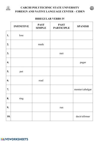 Irregular Verbs