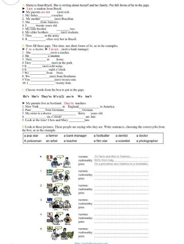 Verb To be (affirmative and negative)