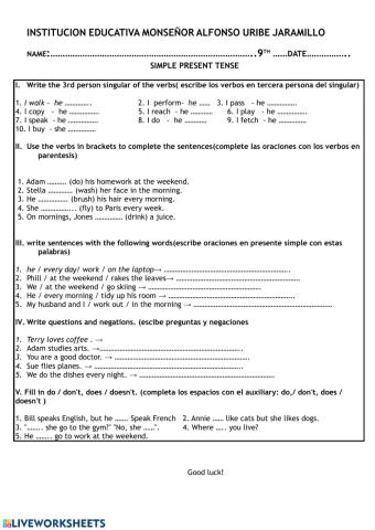 Present Simple Tense (test)