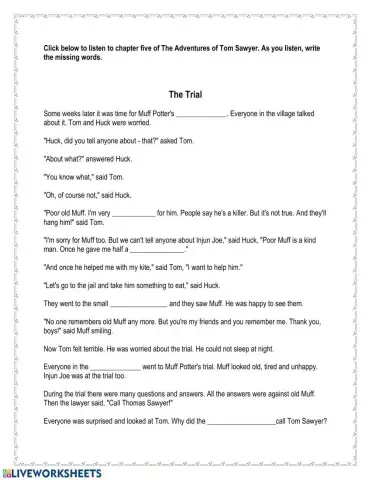 The Adventures of Tom Sawyer Chapter 5