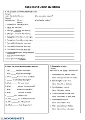 Subject Object Questions