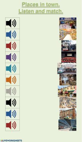 Places in town - listen and match