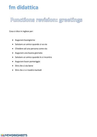 Functions revision greetings