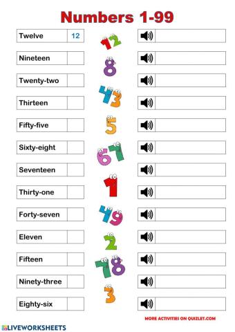 English Numbers 1-99