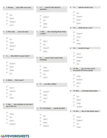 Using do-don't and does-doesn't
