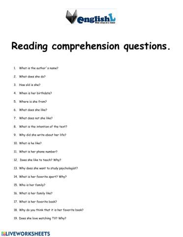 Reading comprehension questions