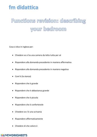 Describing your bedroom