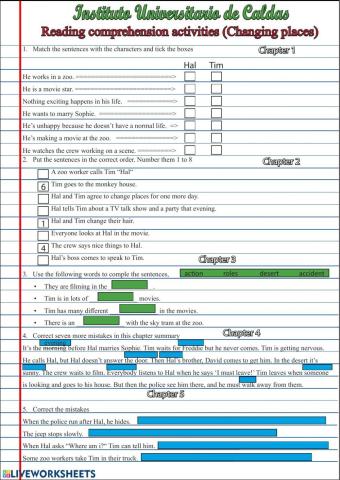 Reading comprehension -Changing places-